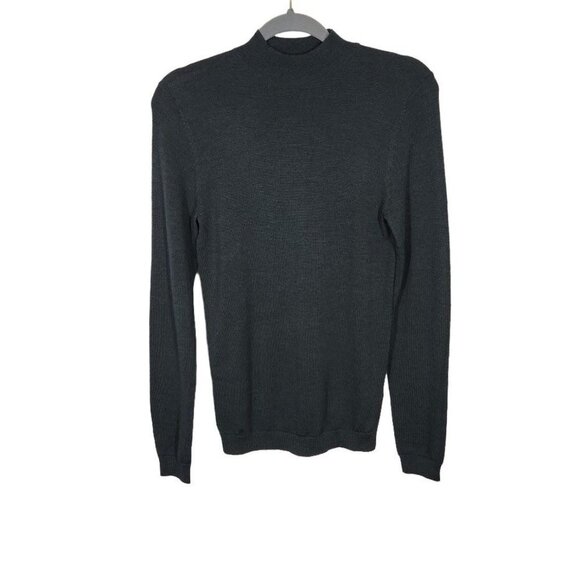 ASOS DESIGN Men's muscle fit merino wool turtle neck sweater in emerald green Si - Picture 1 of 7